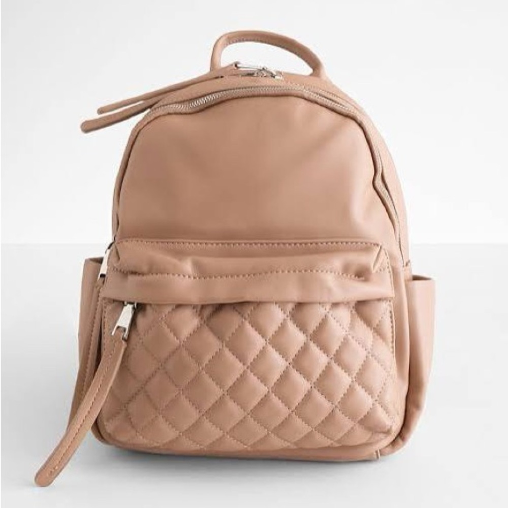 Tan Quilted Women's Backpack